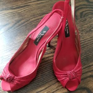 Nina red peeptoe slingback pumps